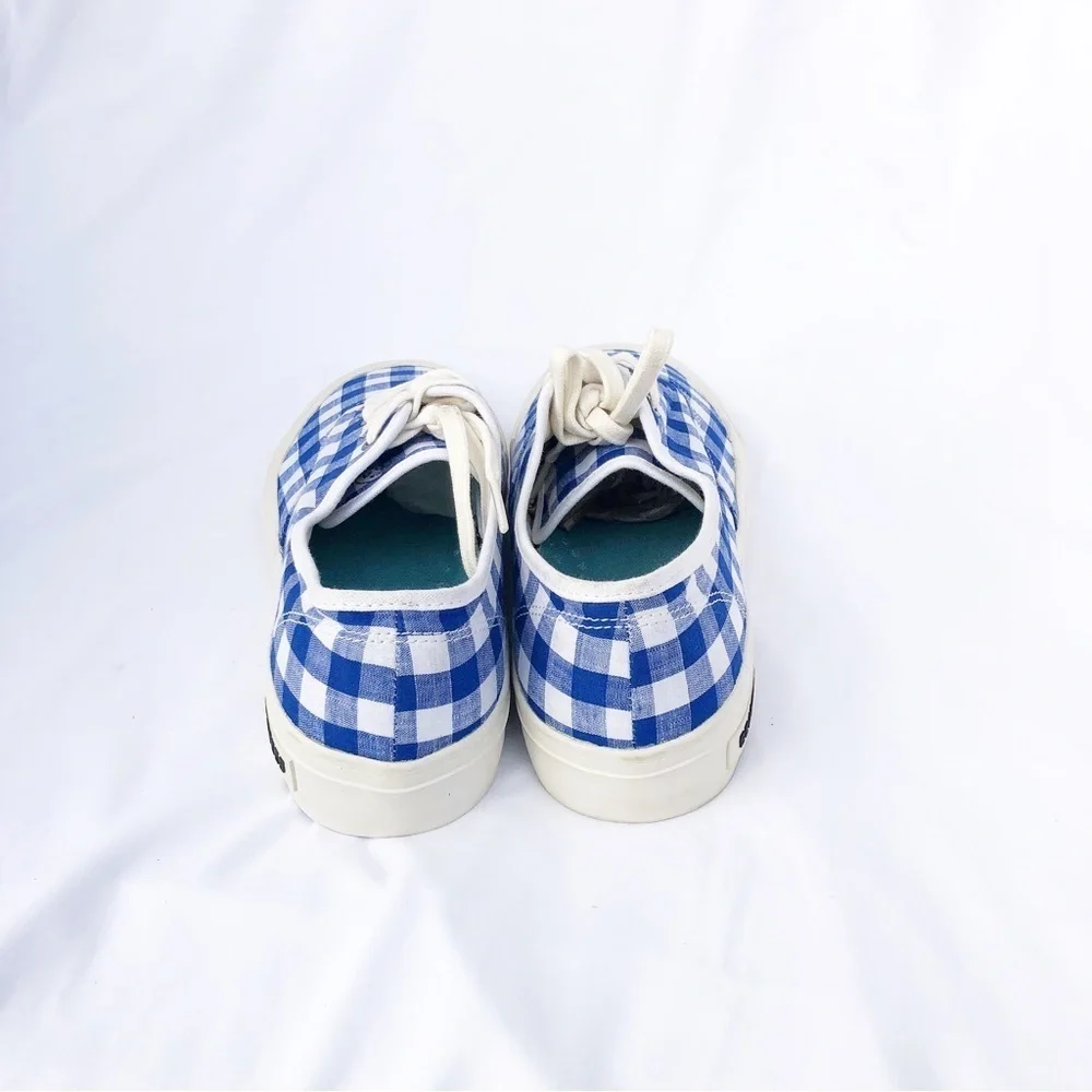 J.CREW x SEEVEES | BLUE & WHITE GINGHAM SNEAKERS SIZE 8.5